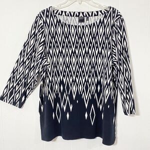 Rafaella Shirt Plus Size 2XL Women's XXL Ladies Top Cotton Pullover 3/4 Sleeve